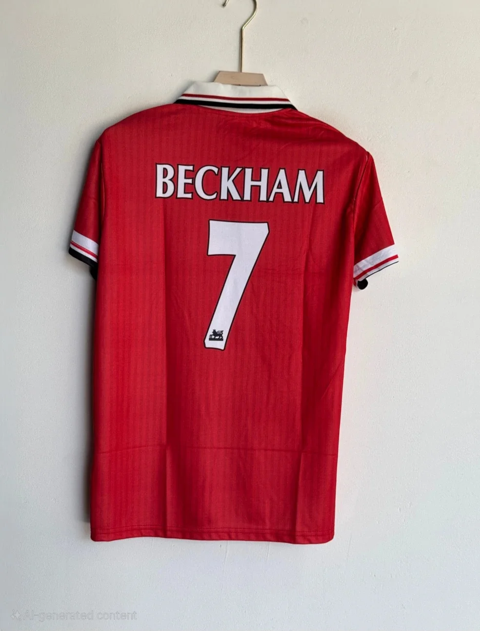 MANCHESTER UNITED RETRO 1998-99 HOME KIT COLLAR BECKHAM EMBROIDERY LOGO 