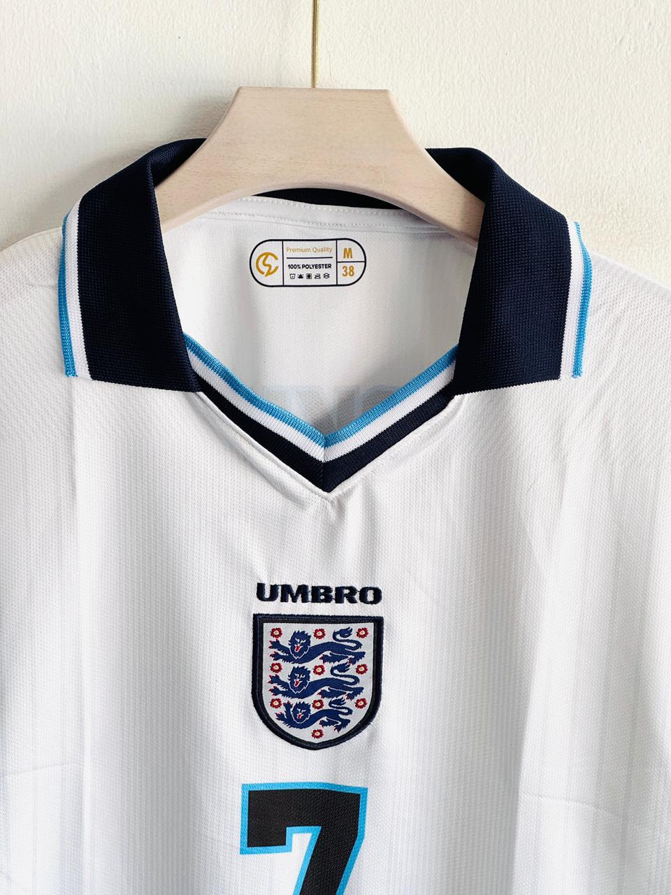 ENGLAND BECKHAM RETRO 1996 HOME KIT COLLAR FIVE SLEEVE BECKHAM (EMBROIDERY LOGO)