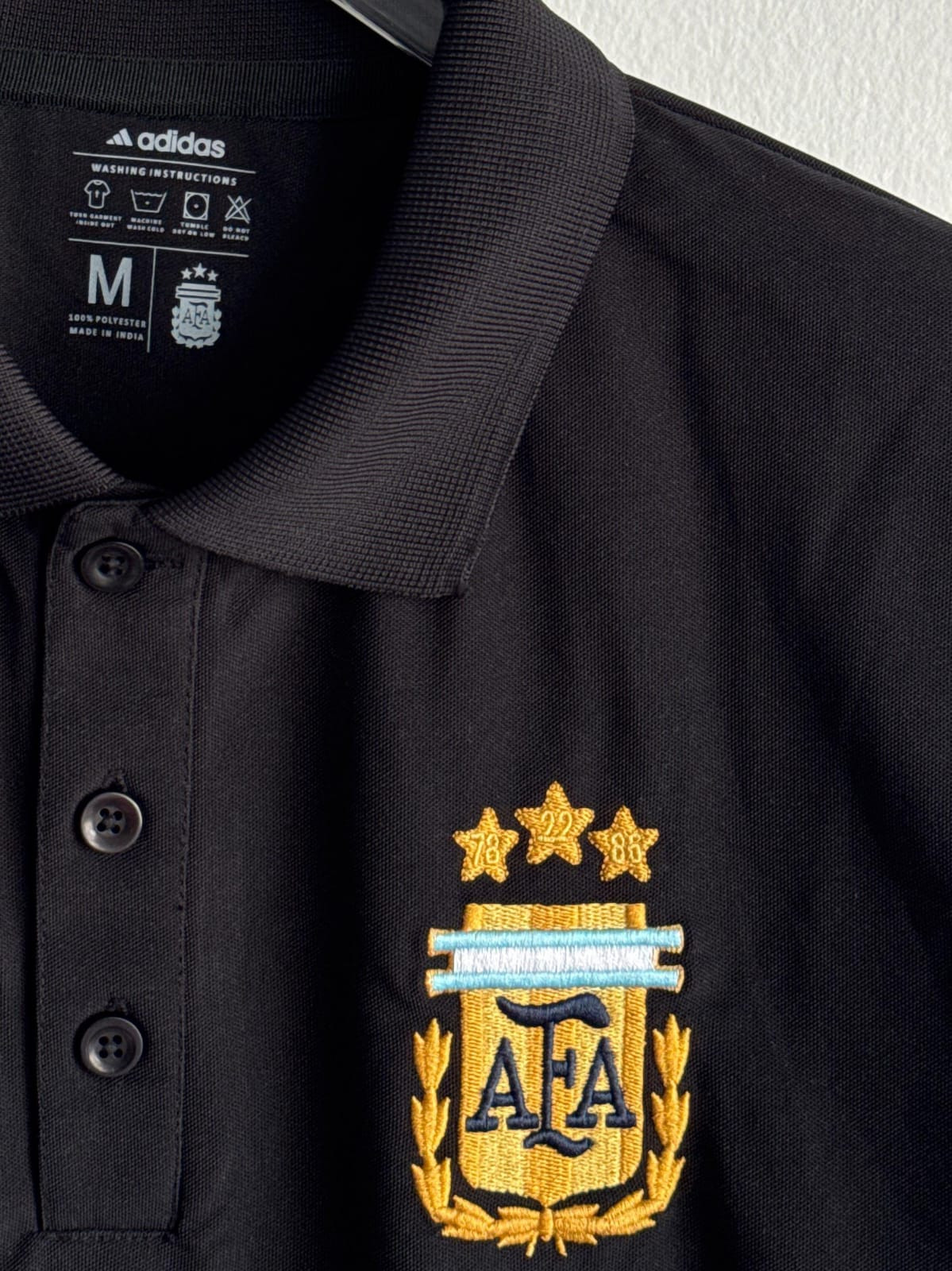 ARGENTINA POLO T SHIRT BLACK (PREMIUM EMBROIDERY LOGOS)