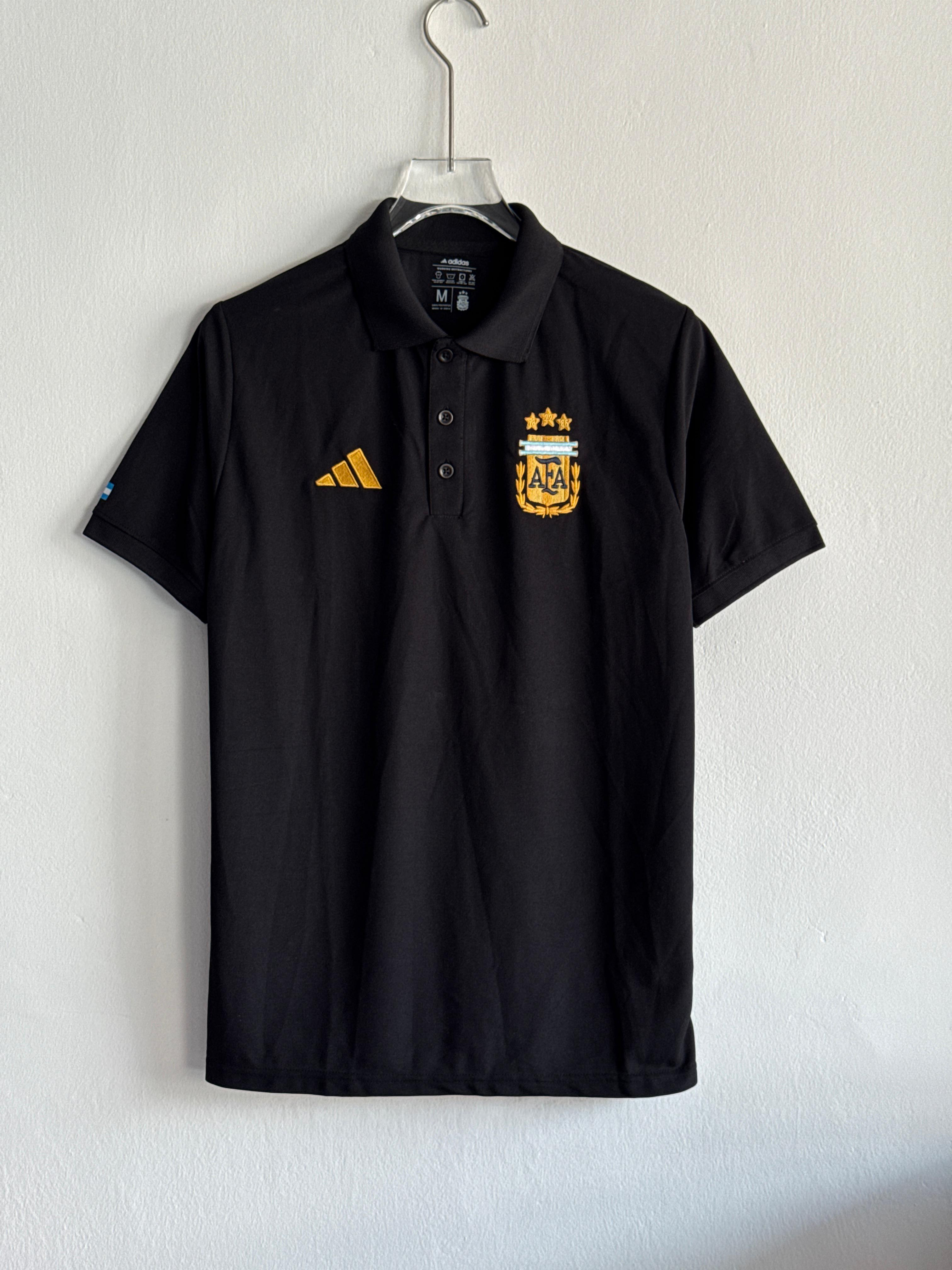 ARGENTINA POLO T SHIRT BLACK (PREMIUM EMBROIDERY LOGOS)