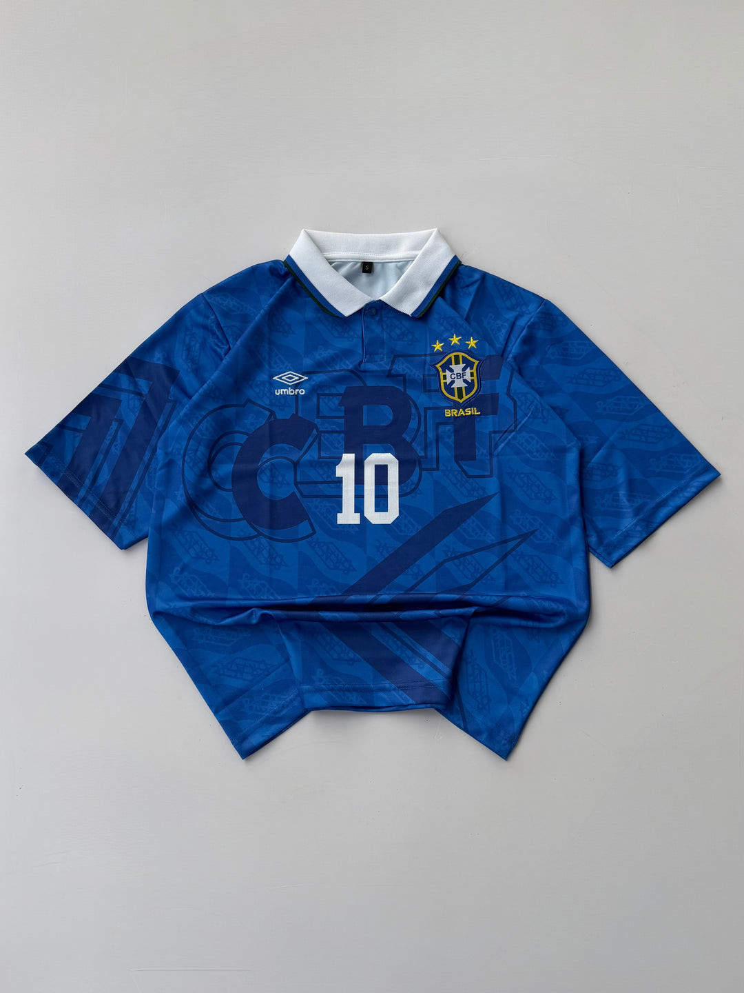 BRAZIL RETRO 1991-93 AWAY KIT FIVE SLEEVE COLLAR PELE (EMBROIDERY LOGOS)
