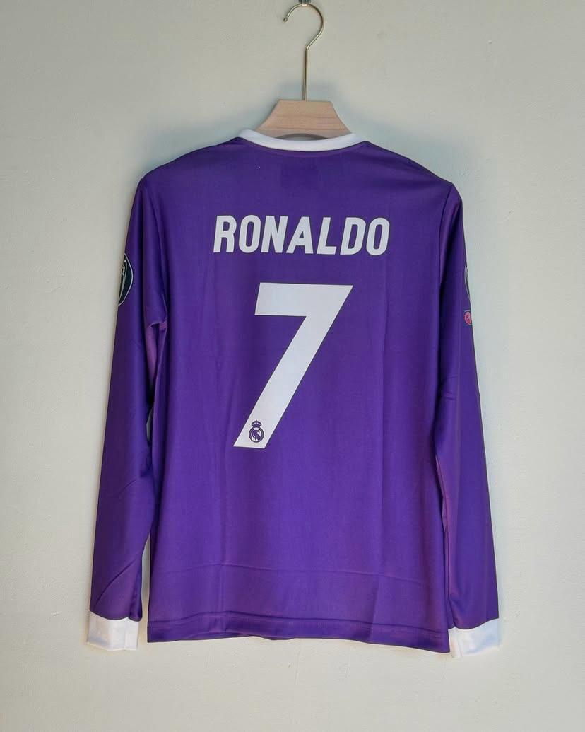 REAL MADRID RETRO 2016-17 AWAY RONALDO FULL SLEEVE (EMBROIDERY LOGOS)