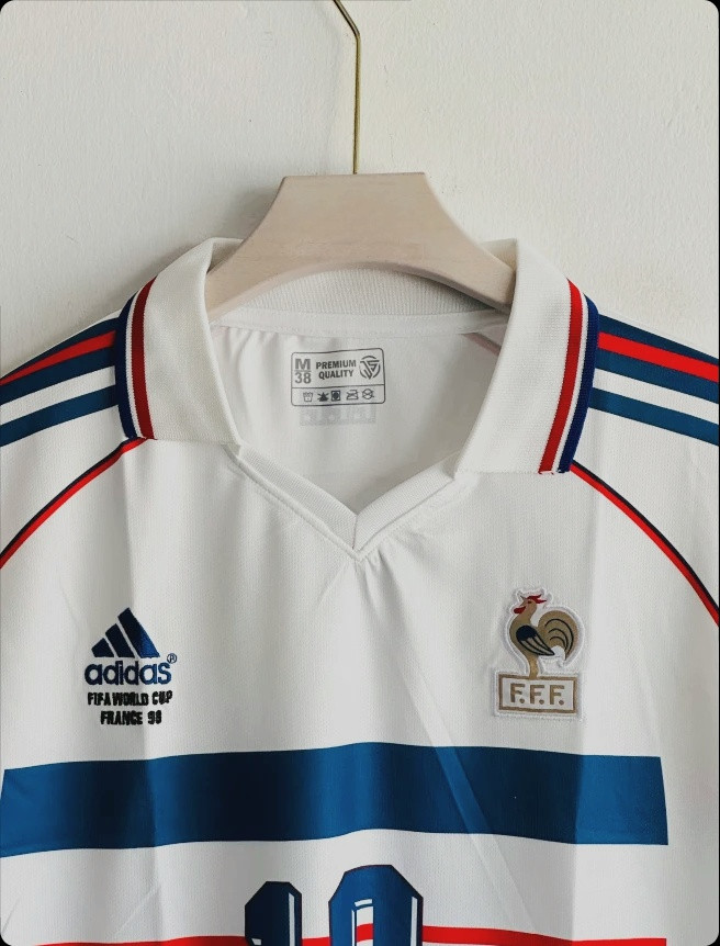 FRANCE RETRO 1998 WORLD CUP AWAY KIT COLLAR ZIDANE (EMBROIDERY LOGO)