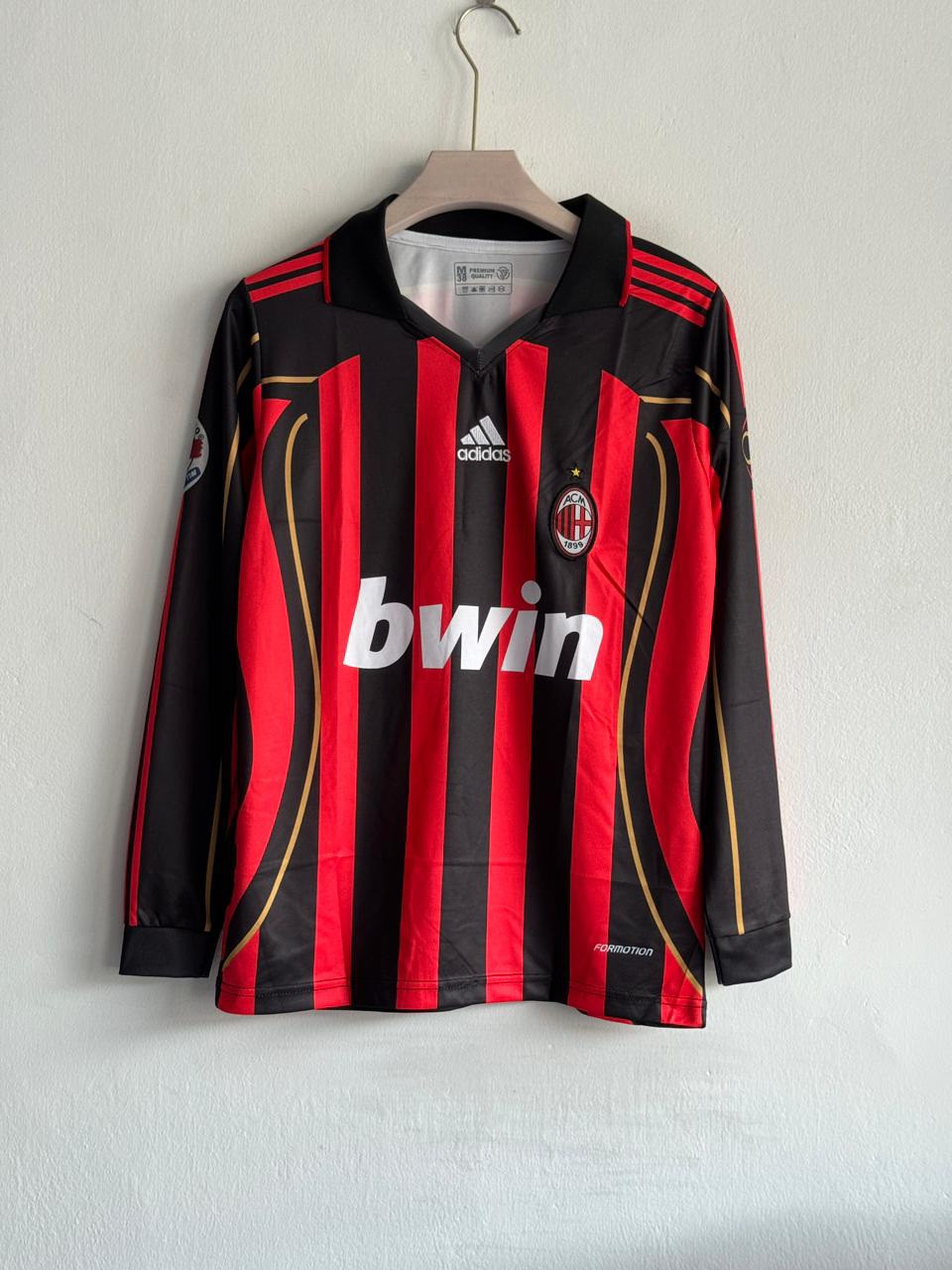 AC MILAN RETRO 2006-07 HOME KIT COLLAR FULL SLEEVE MALDINI  (EMBROIDERY LOGO)