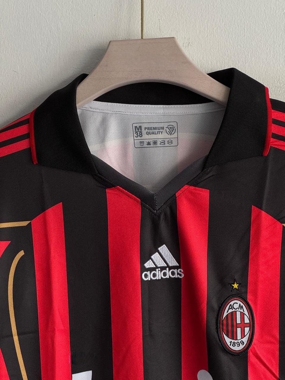 AC MILAN RETRO 2006-07 HOME KIT COLLAR FULL SLEEVE MALDINI  (EMBROIDERY LOGO)