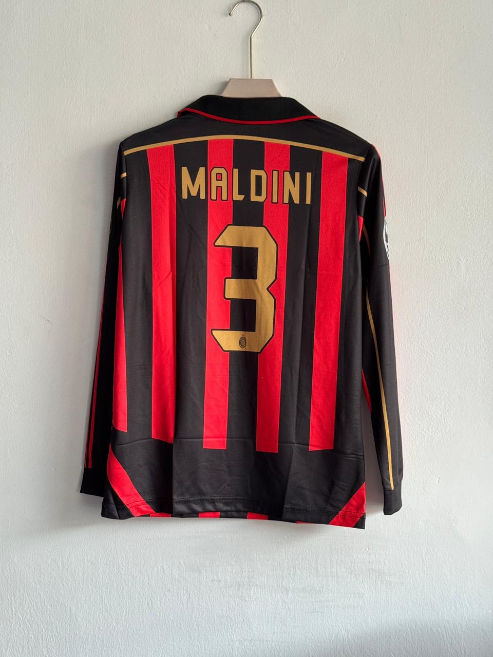 AC MILAN RETRO 2006-07 HOME KIT COLLAR FULL SLEEVE MALDINI  (EMBROIDERY LOGO)