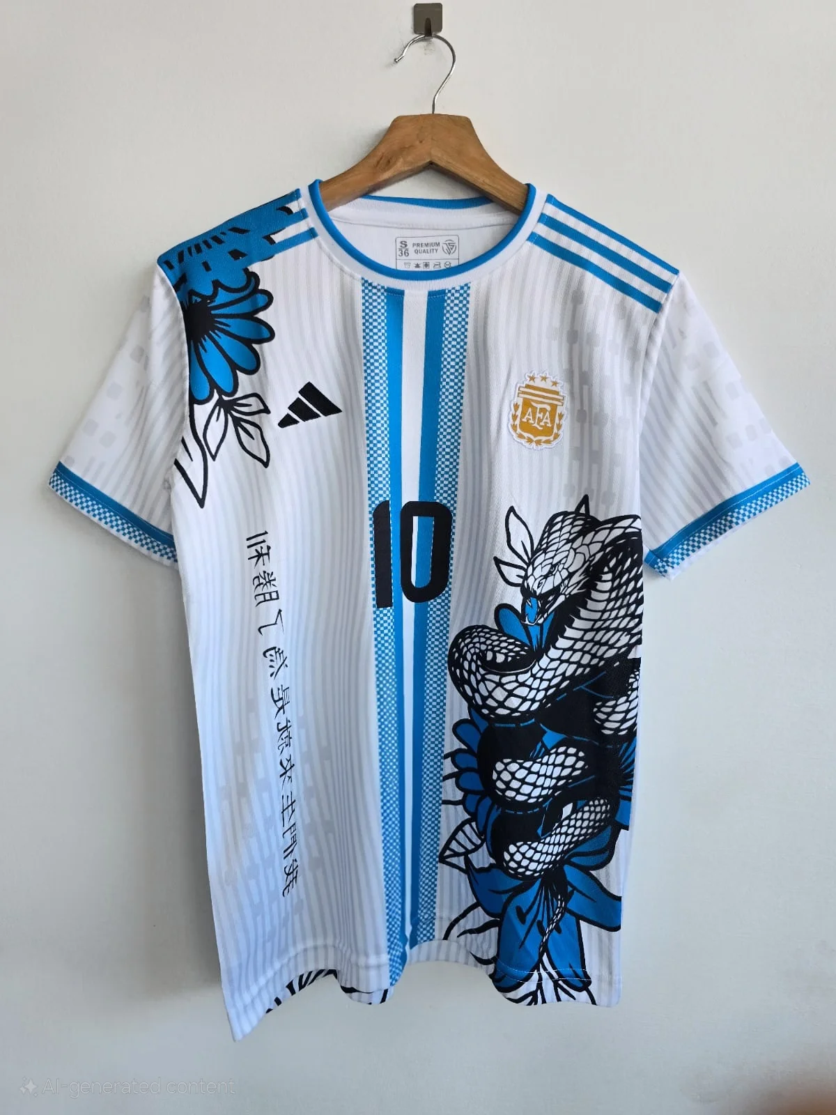 ARGENTINA DRAGON WHITE MESSI (EMBROIDERY LOGOS)