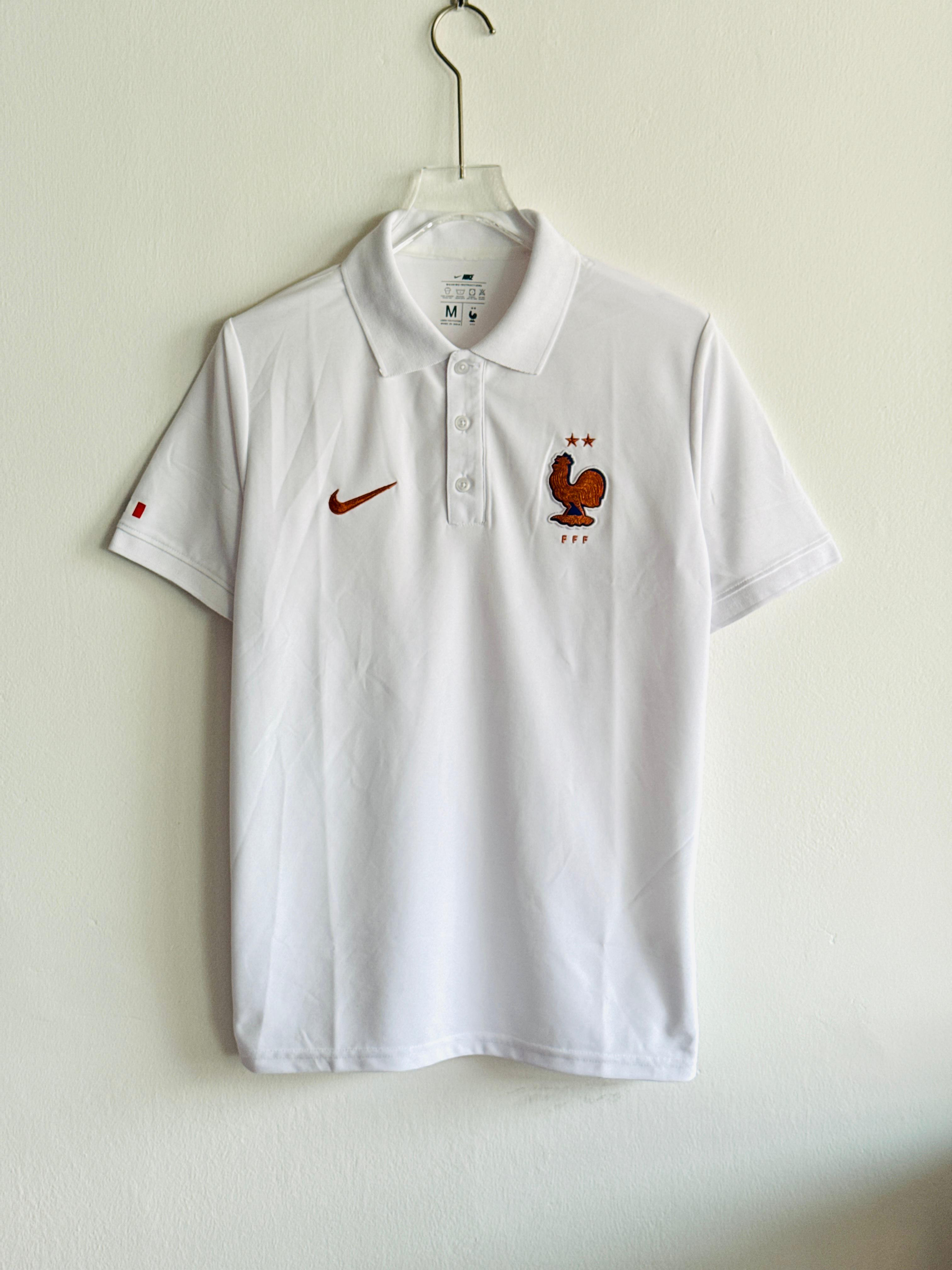 FRANCE POLO T SHIRT WHITE (PREMIUM EMBROIDERY LOGOS)