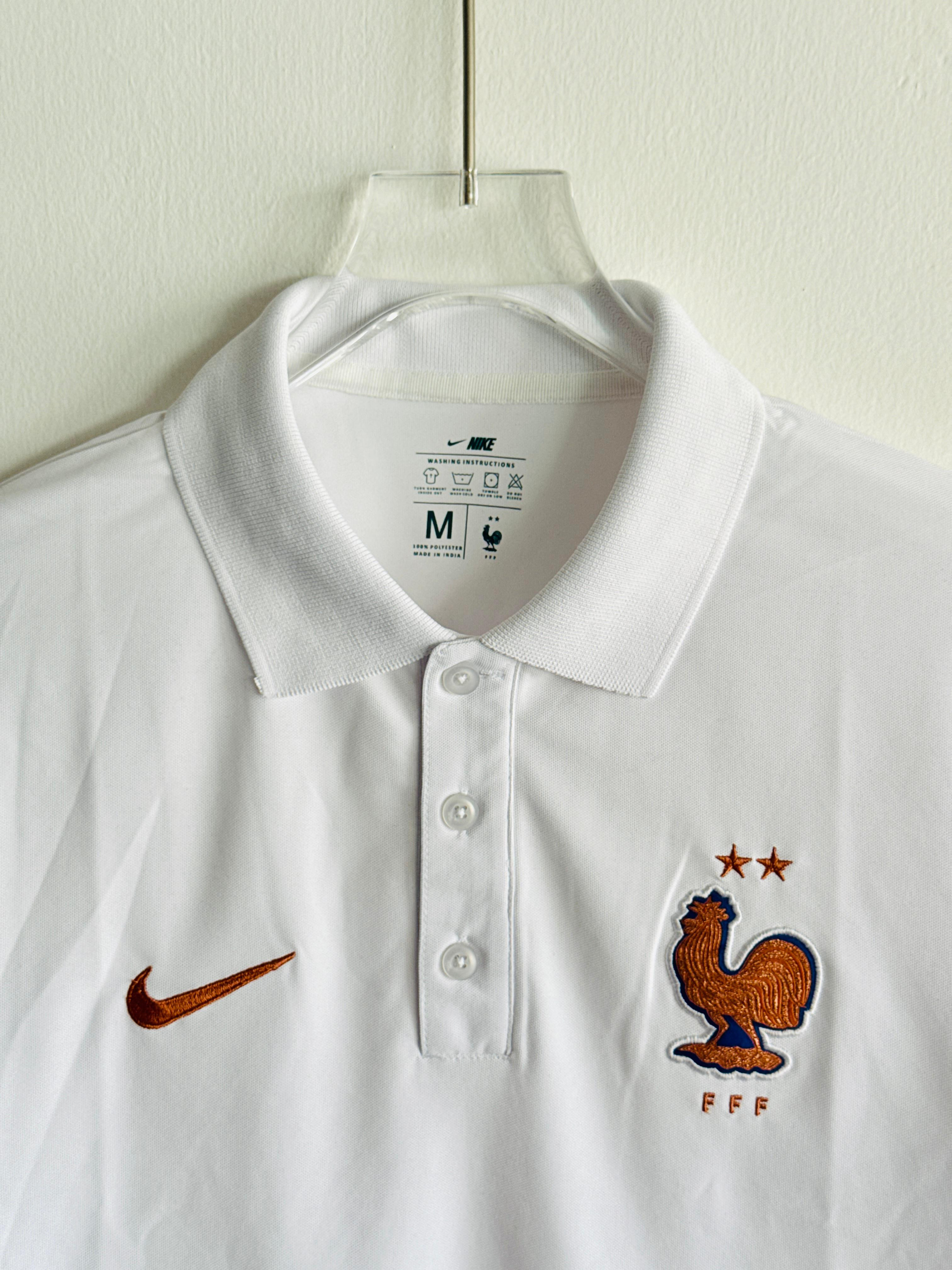 FRANCE POLO T SHIRT WHITE (PREMIUM EMBROIDERY LOGOS)