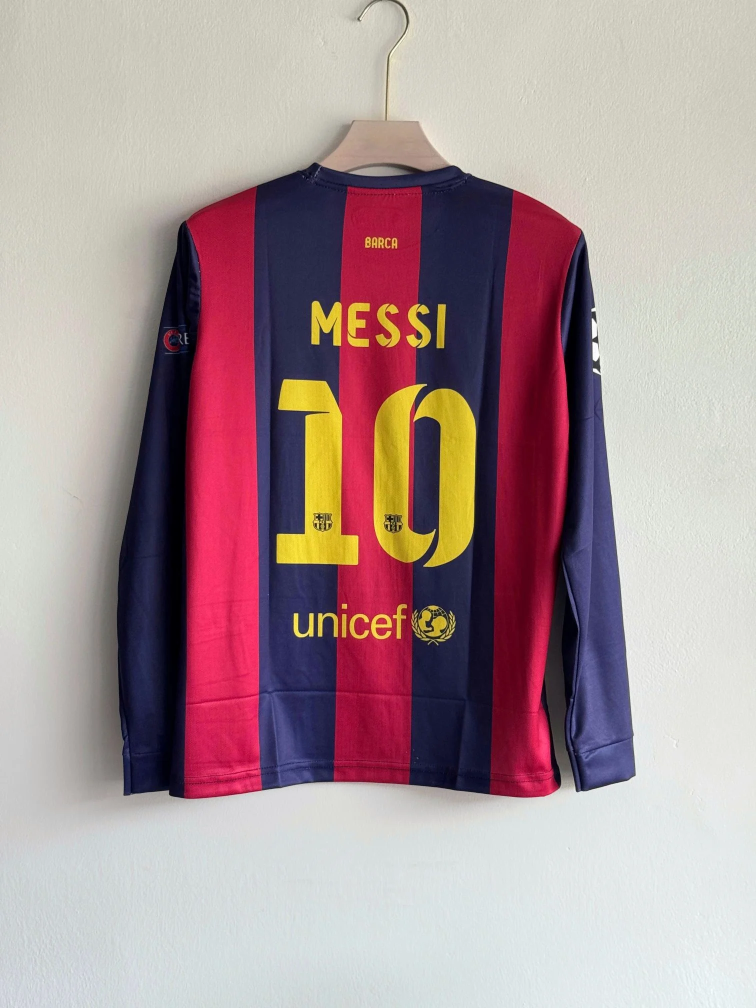 BARCELONA RETRO 2014-15 HOME FULL SLEEVE MESSI (EMBROIDERY LOGOS)