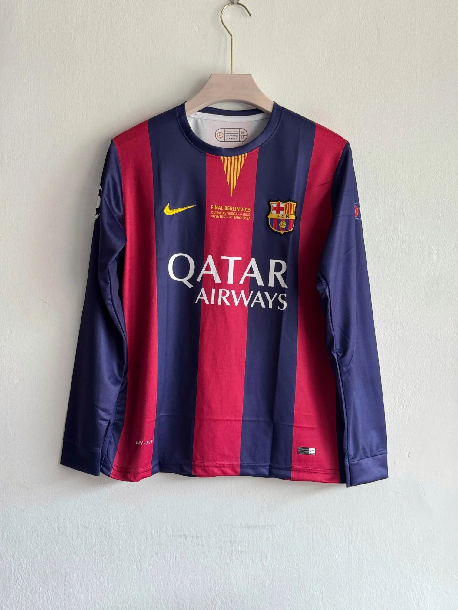 BARCELONA RETRO 2014-15 HOME FULL SLEEVE MESSI (EMBROIDERY LOGOS)