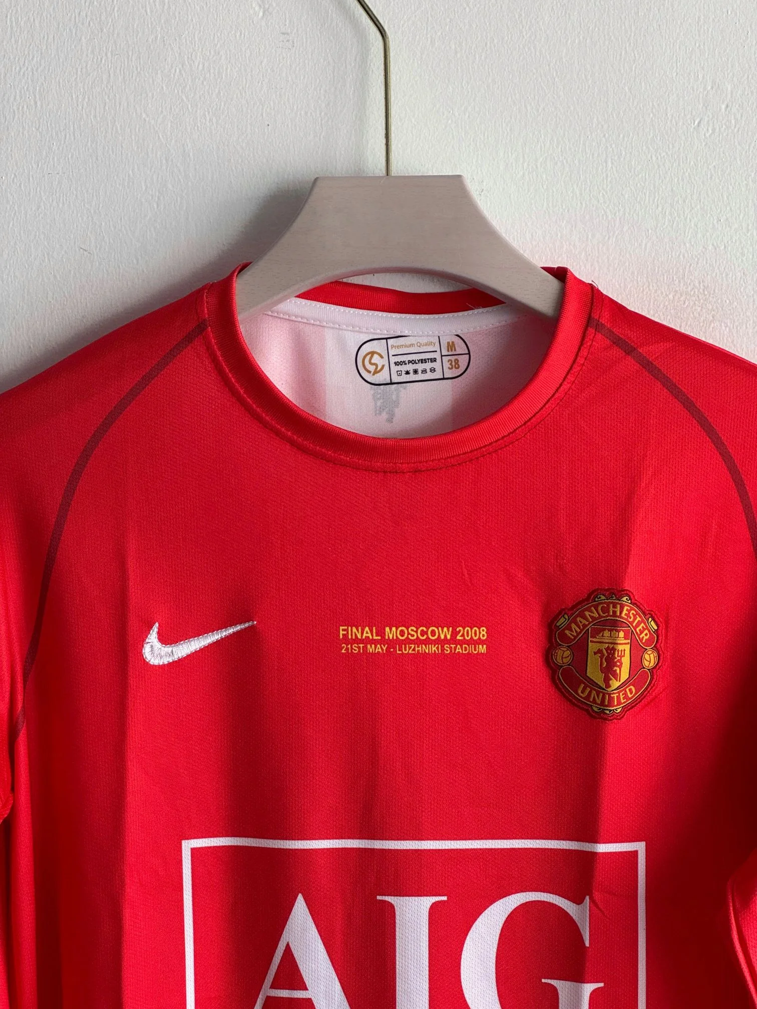MANCHESTER UNITED RETRO 2007-08 HOME UCL VERSION FULL SLEEVE KIT RONALDO (EMBROIDERY LOGOS)