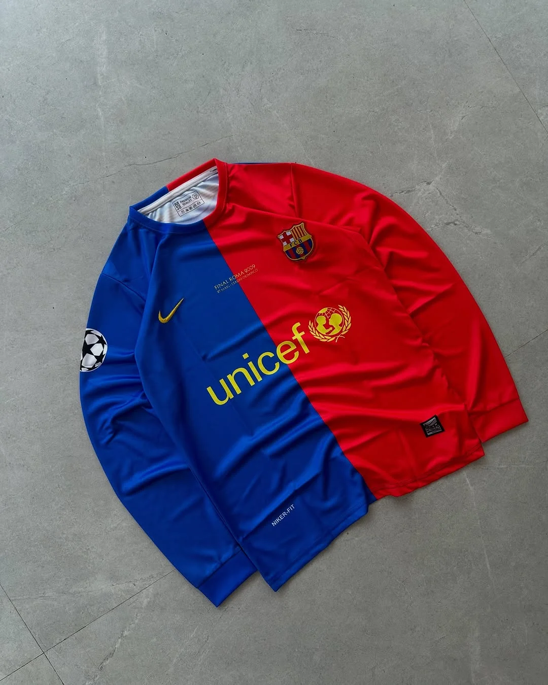 BARCELONA RETRO 2008-09 HOME MESSI FULL SLEEVE (EMBROIDERY LOGOS)
