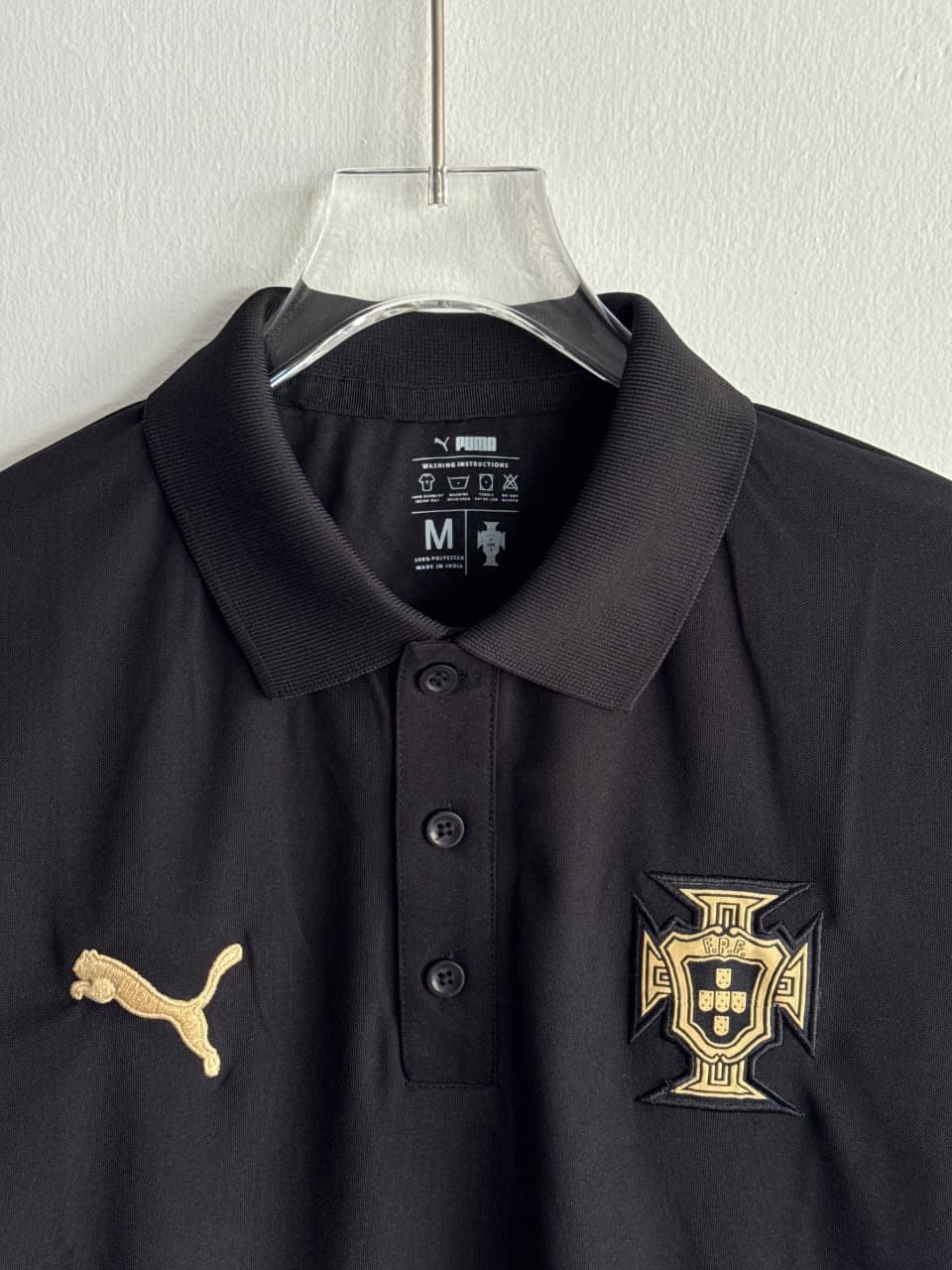 PORTUGAL POLO T SHIRT BLACK (PREMIUM EMBROIDERY LOGOS)