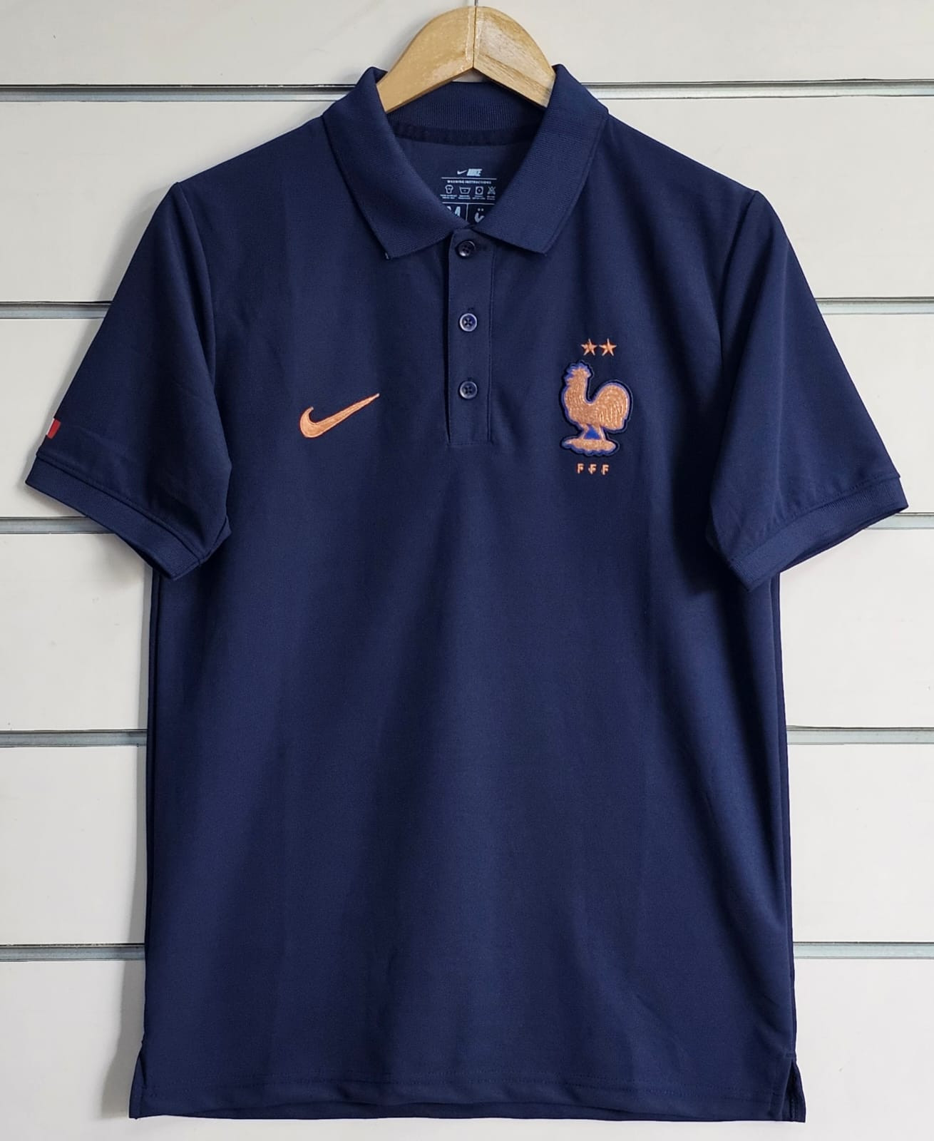 FRANCE POLO T SHIRT NAVY BLUE (PREMIUM EMBROIDERY LOGOS)