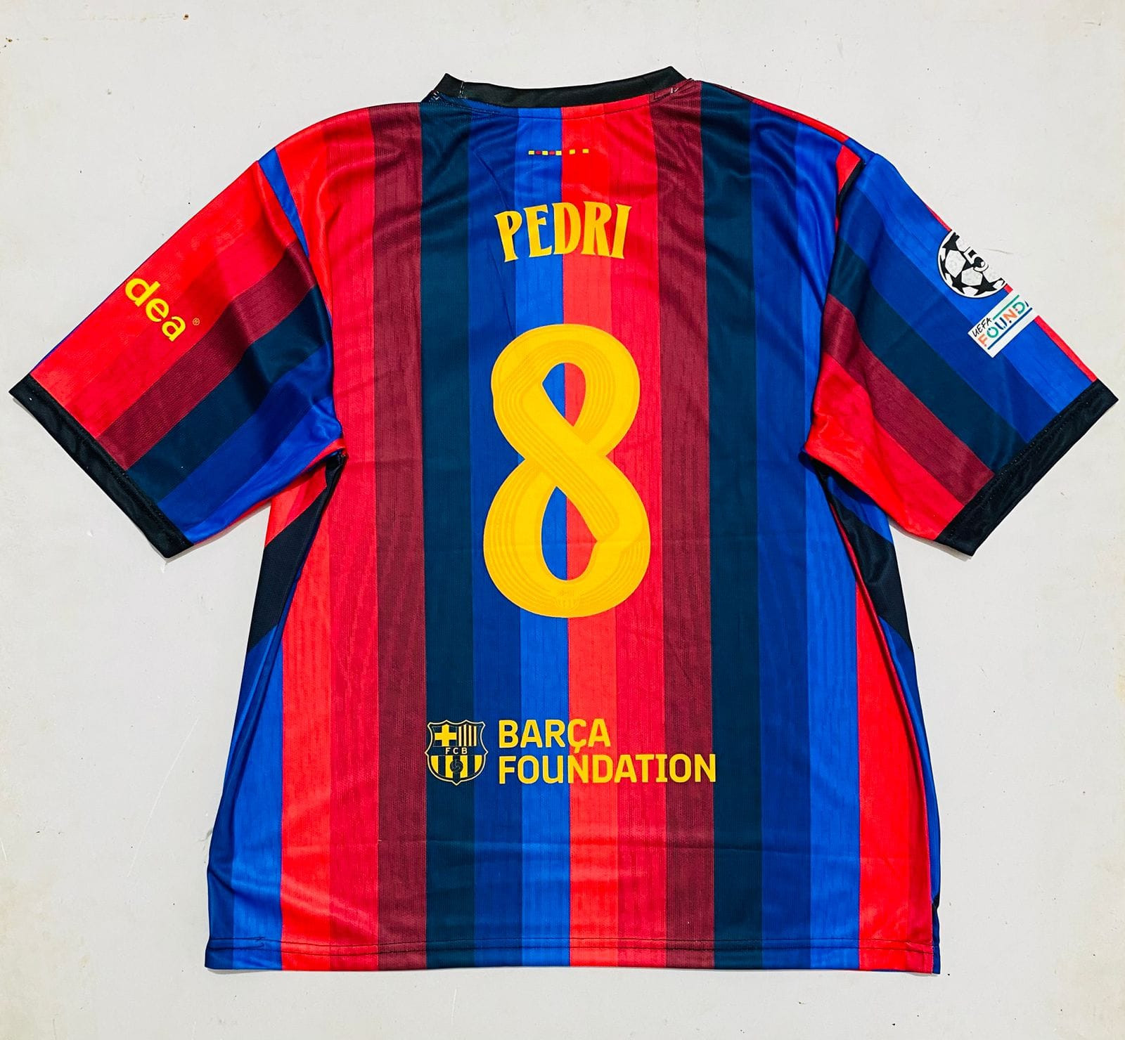 BARCELONA 2026-27 HOME KIT FIVE SLEEVE PEDRI (EMBROIDERY LOGO)