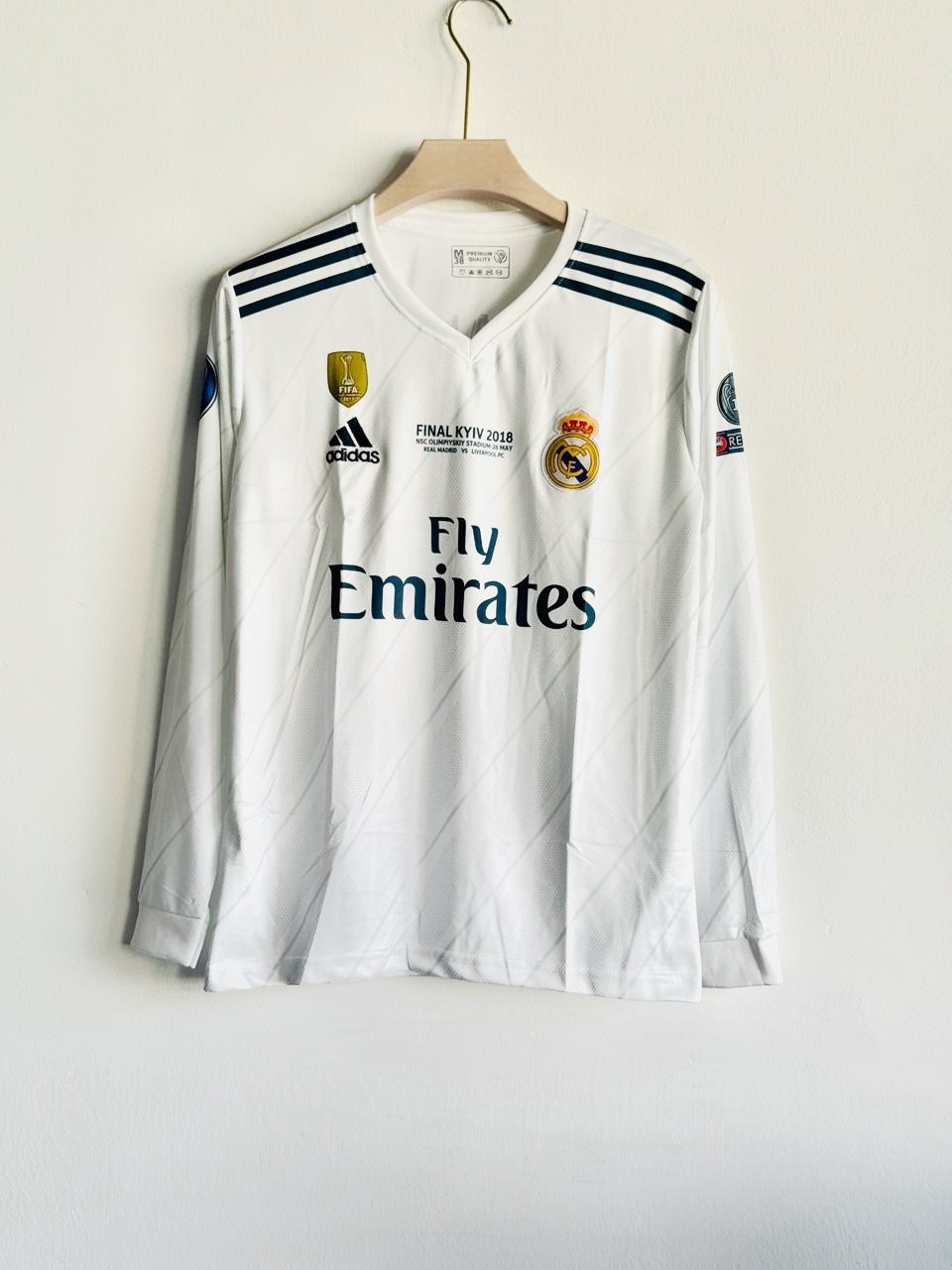 REAL MADRID RETRO 2017-18 HOME KIT FULL SLEEVE RONALDO (EMBROIDERY LOGOS)