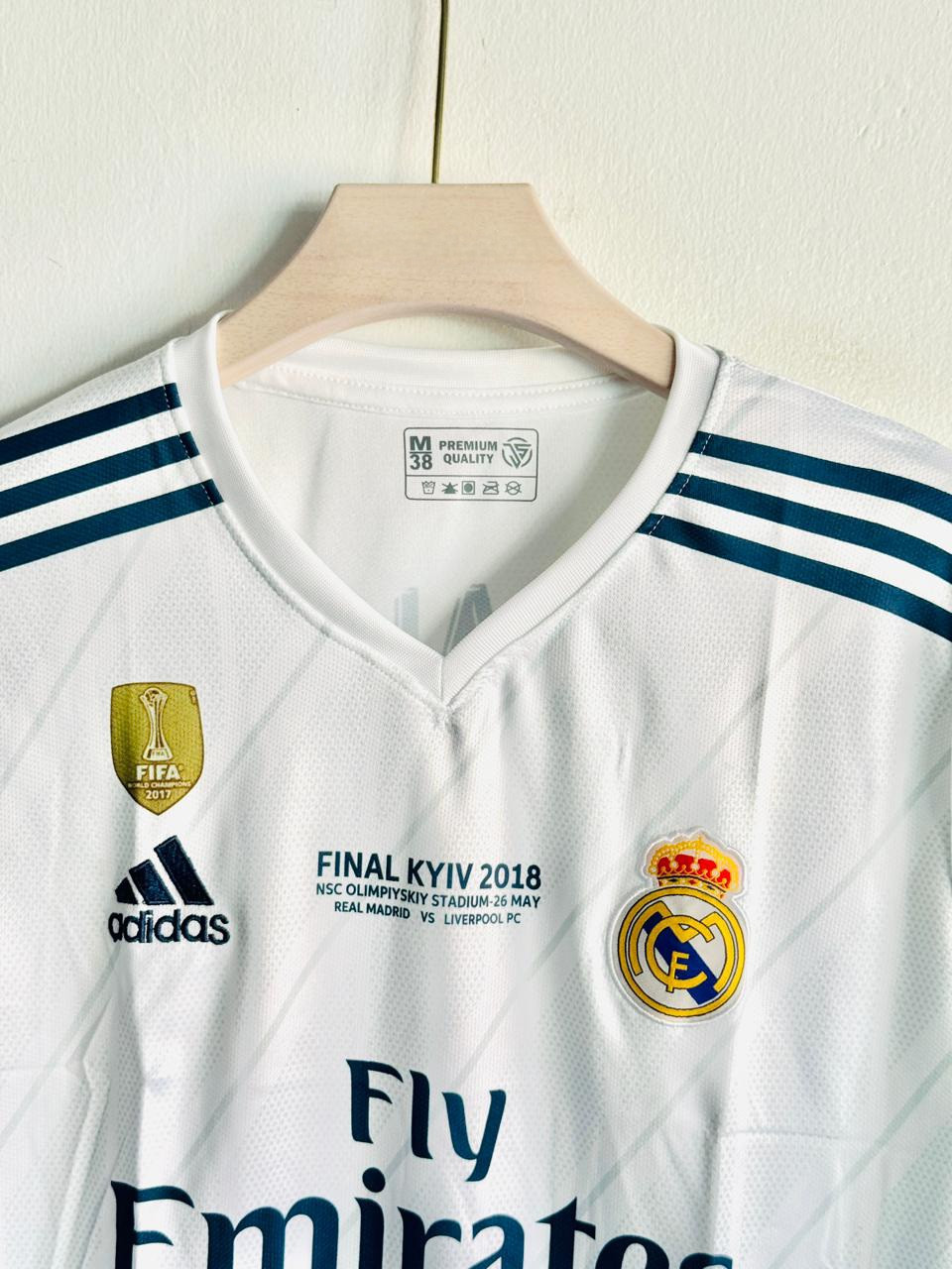 REAL MADRID RETRO 2017-18 HOME KIT FULL SLEEVE RONALDO (EMBROIDERY LOGOS)