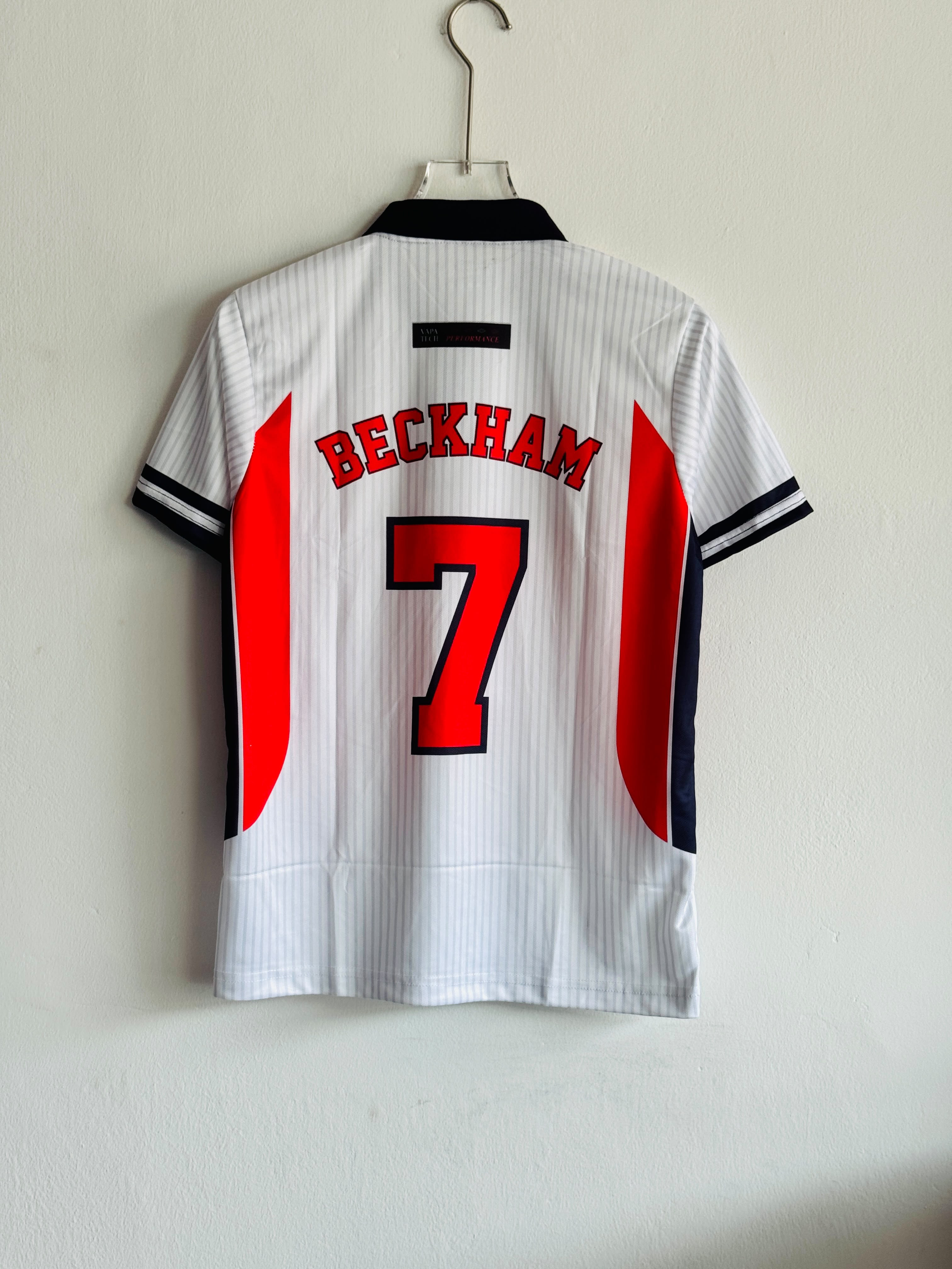 ENGLAND RETRO 1998 HOME KIT COLLAR  BECKHAM (EMBROIDERY LOGO)