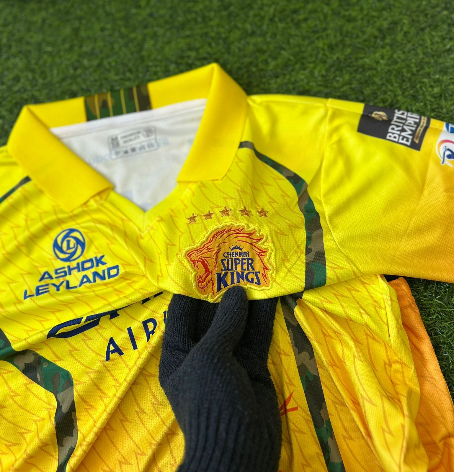 IPL CHENNAI SUPER KINGS 2026 HOME KIT COLLAR DHONI (EMBROIDERY LOGOS)