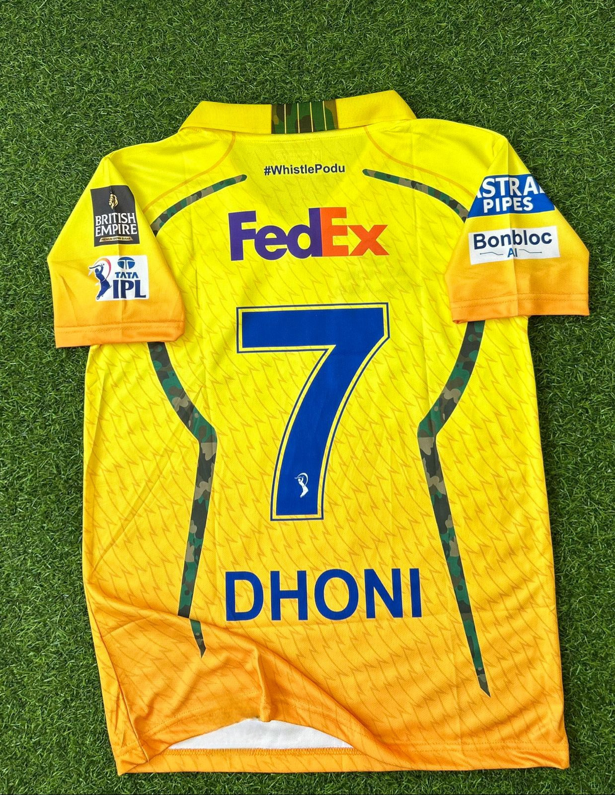 IPL CHENNAI SUPER KINGS 2026 HOME KIT COLLAR DHONI (EMBROIDERY LOGOS)