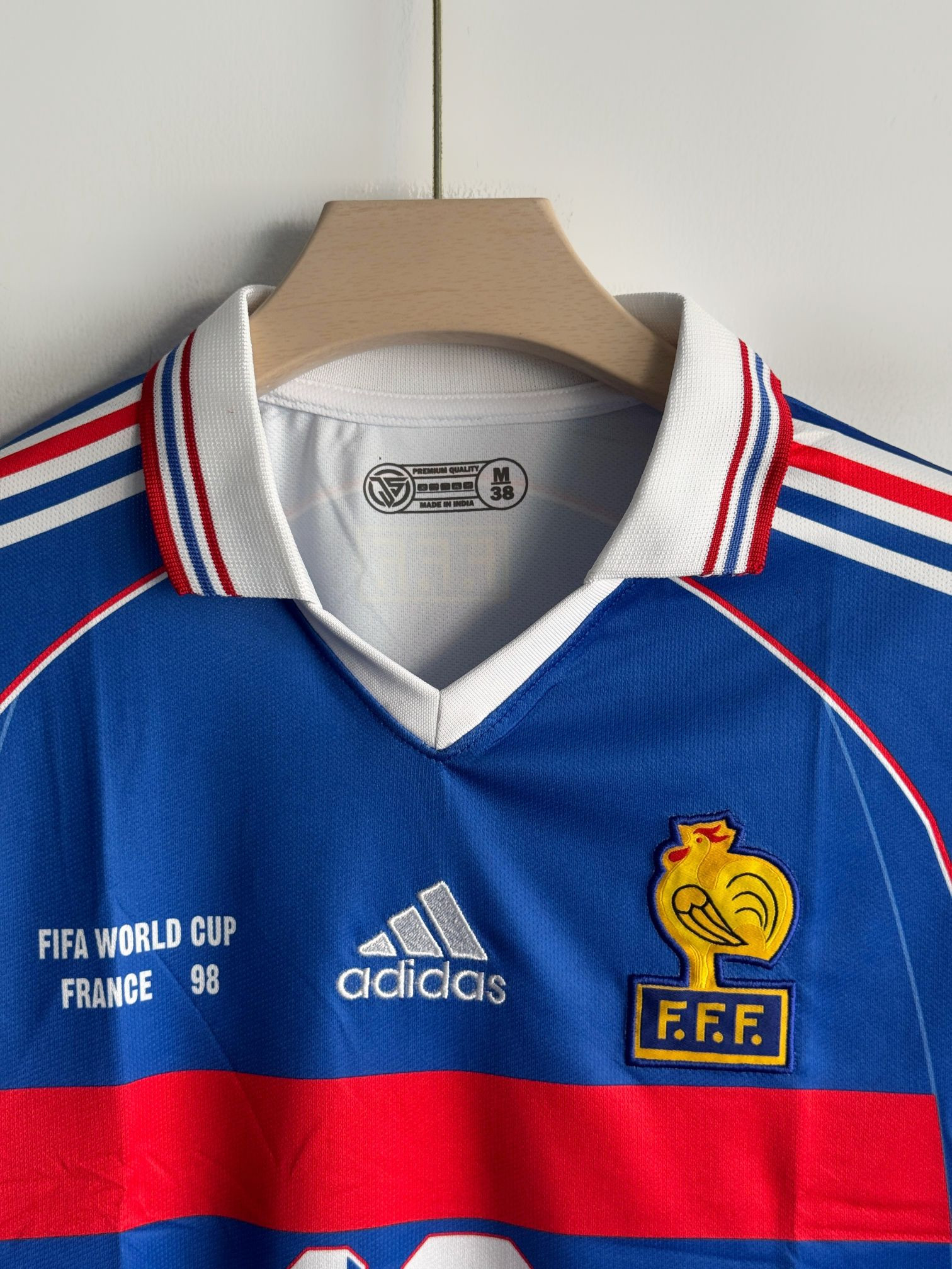 FRANCE RETRO 1998 HOME KIT COLLAR ZIDANE (EMBROIDERY LOGO)