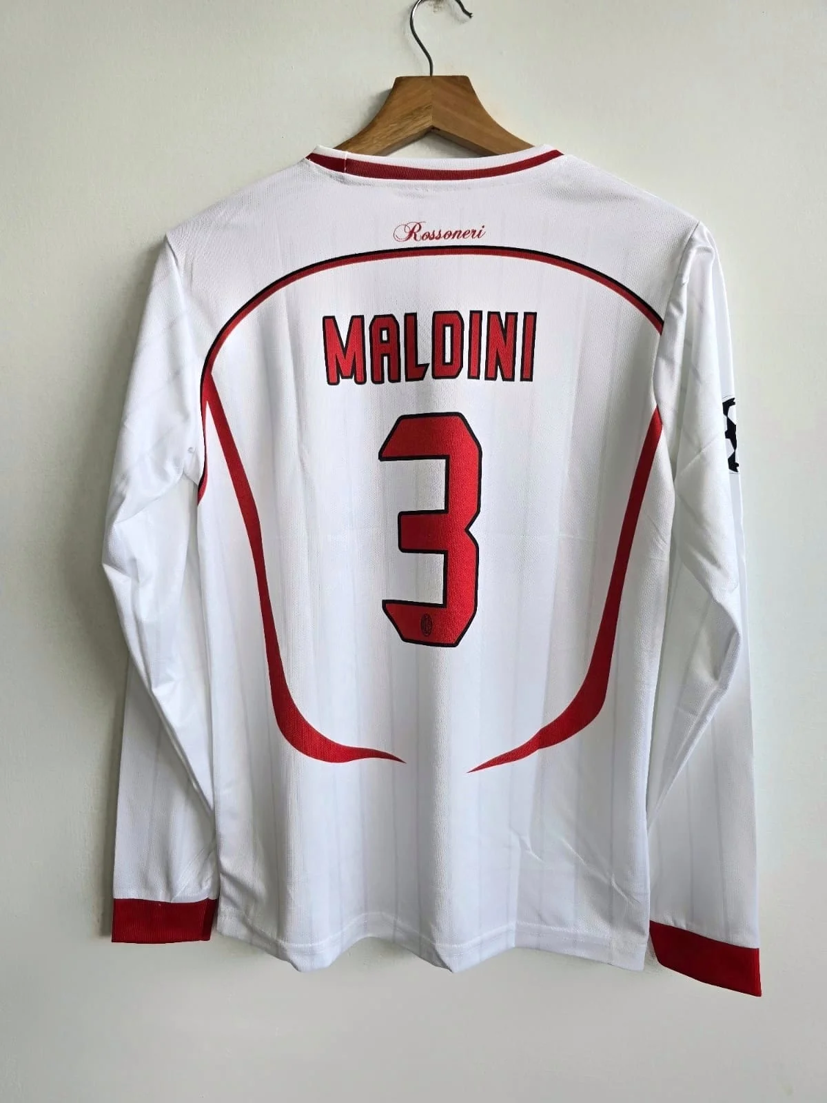 AC MILAN RETRO 2006-07 AWAY KIT MALDINI FULL SLEEVE (EMBROIDERY LOGOS)